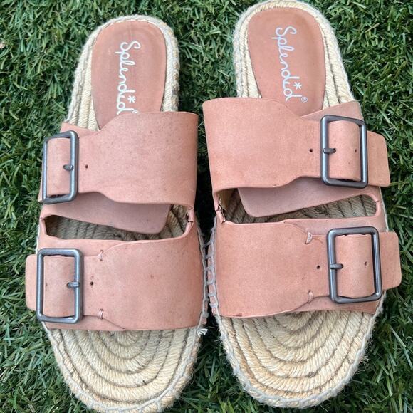 Splendid Anthropologie Blake Buckle Espadrille Double Strap Slides Sandals 7.5 - Picture 6 of 10